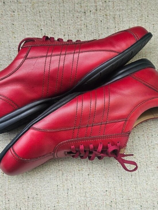 Burberry Men Shoes Red Leather Upper Lace Up Sneaker Size 26EEE 8.5US 9US main image 12